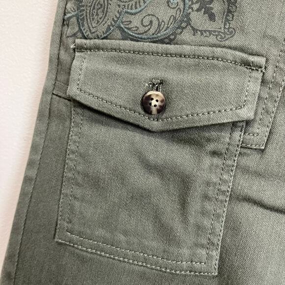 J.Jill Cargo Pants 15P Sage Green Stretch Embroidered Pockets Ankle Utility - Picture 6 of 8